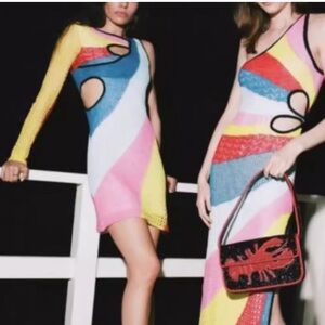 STAUD Multicolor One Shoulder Dress